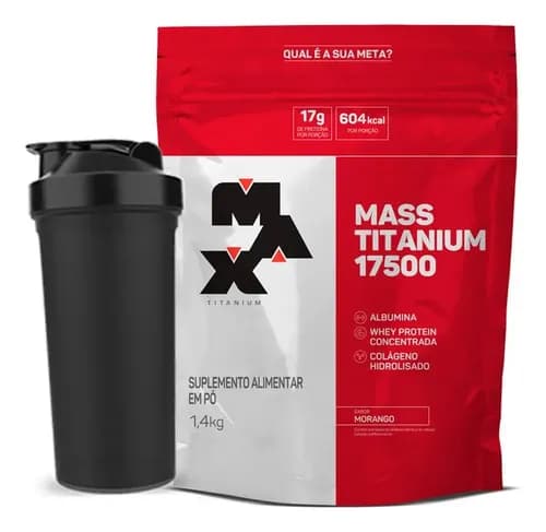 Hipercalórico Mass Titanium 1,4kg Max Titanium + Shakeira Sabor Leite Condensado