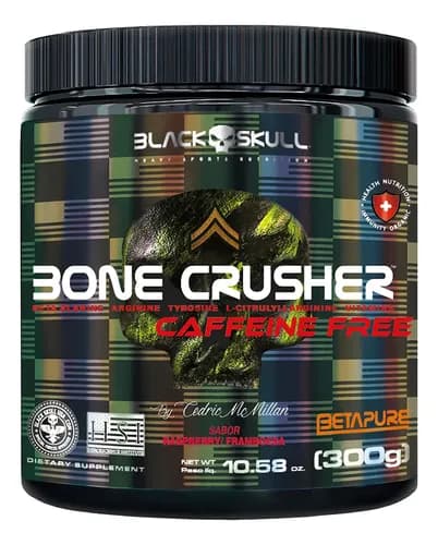 Pre Workout Bone Crusher Caffeine Free 300g Black Skull Sabor Framboesa