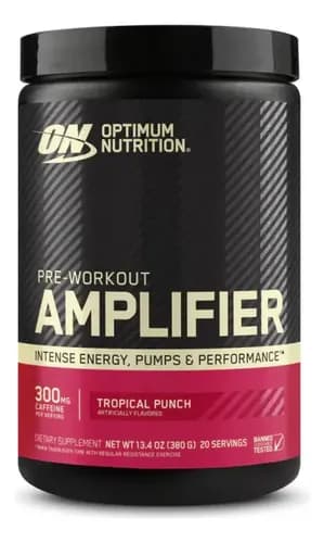Amplificador pré-treino Optimum Nutrition 380 g, 20 porções, sabor de ponche tropical