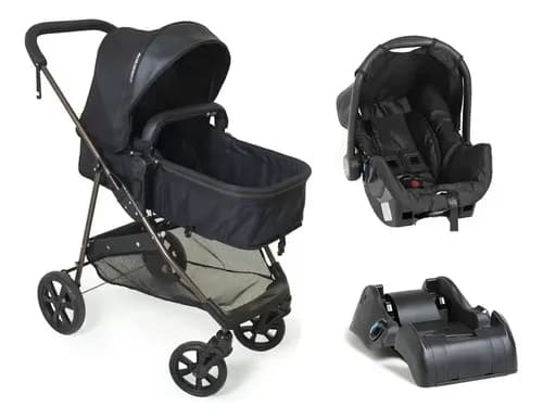 Travel System Galzerano Napoli 1452 Com Base Para Carro Trio Preto E Cobre