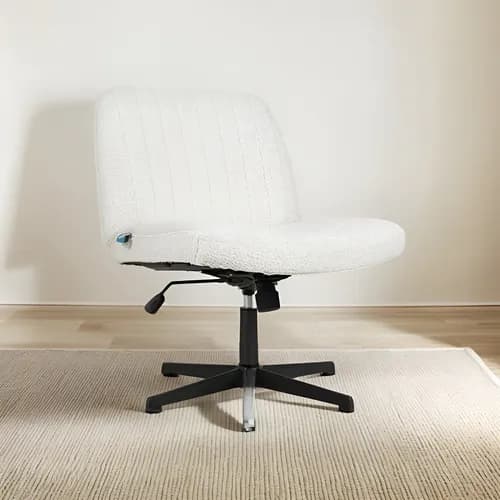 Cadeira Home Office Giratória DT3 Dolly Boucle Creme com Pés Emborrachados
