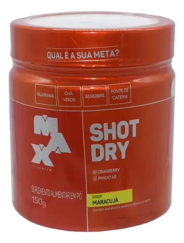 Shot Dry Pre Treino Cafeina Sabor Maracuja Max Titanium 150g Sabor Maracujá