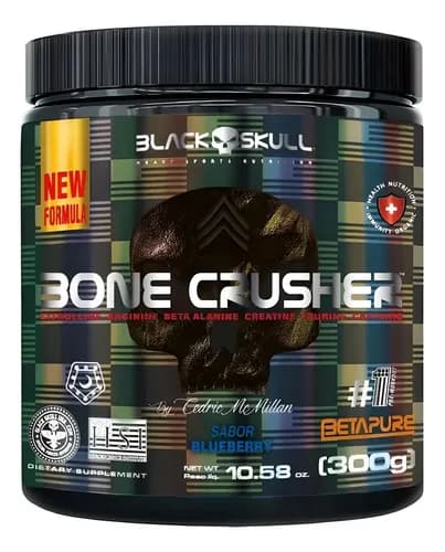 Pré Treino Bone Crusher Sabor Blueberry 300g Black Skull