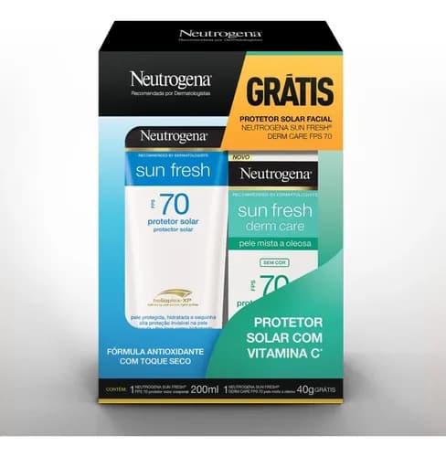 Kit Protetor Solar Neutrogena Promopack Corporal Fps70 200ml + Neutrogena Sun Fresh Facial Fps70 40g