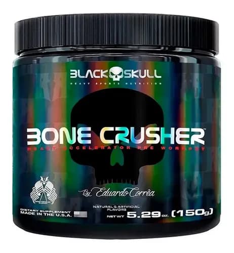 Pré-Treino Bone Crusher Pre Workout Nova Formula Pote 150g - Black Skull Sabor Blueberry