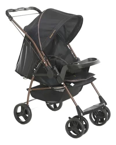 Carrinho Bebê Galzerano Milano Reversível 1018 Preto Cobre