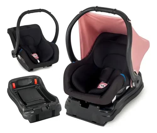 Bebê Conforto Com Base Ello Rosa Cadeirinha Kit Tutti Baby