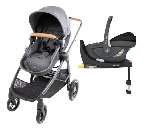 Carrinho Anna³ Grey Com Bebê Conforto Base Isofix Maxi Cosi