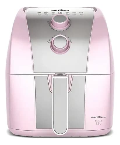 Air Fryer Rosa Britânia 5,5l Cesto Pinkstone 1500w Bafe53