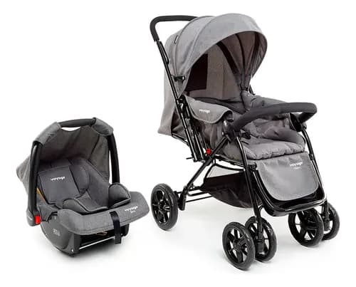 Carrinho Com Bebê Conforto Travel System Choice Cinza Voyage