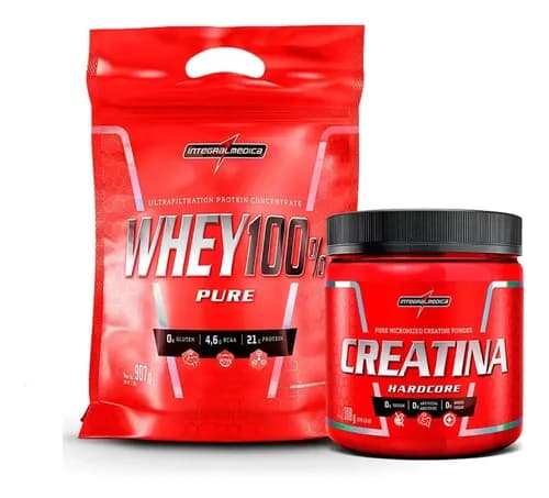 Combo Whey 100% Pure Rf 907g+ Creatina 300g Integralmédica