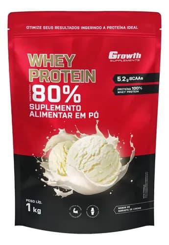 Whey Protein Concentrado 1kg Growth Supplements - Sorvete De Creme