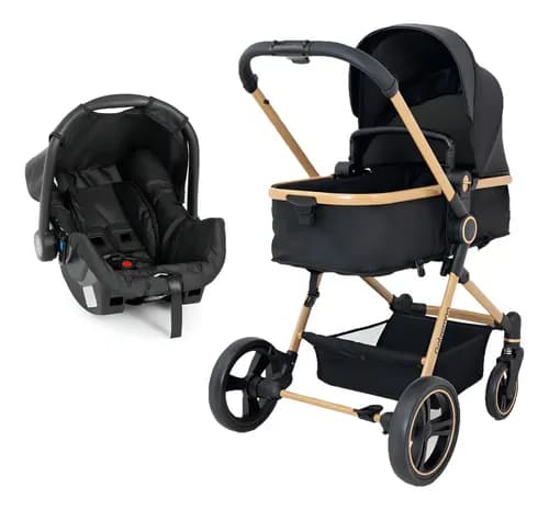 Carrinho Ivy Gold Travel System Galzerano com bebê conforto