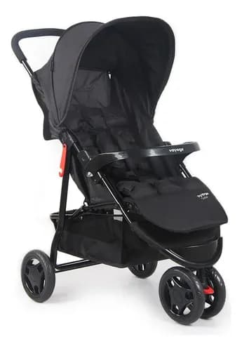 Carrinho De Bebê 3 Rodas Prático Preto Delta Voyage