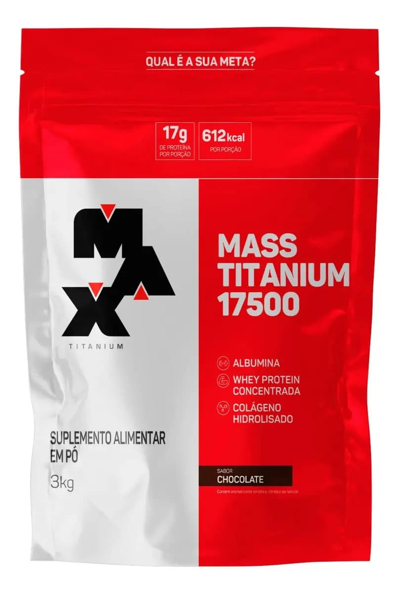 Hipercalórico Mass Titanium 17500 3kg - Max Titanium Sabor Chocolate