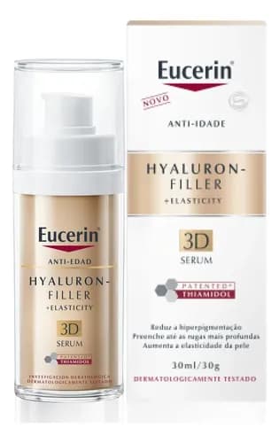 EUCERIN 3D Sérum Facial Anti-idade Firmador 30ml, Elasticity, Pele Madura, Hyaluron-Filler, Ácido Hialurônico, Antirrugas