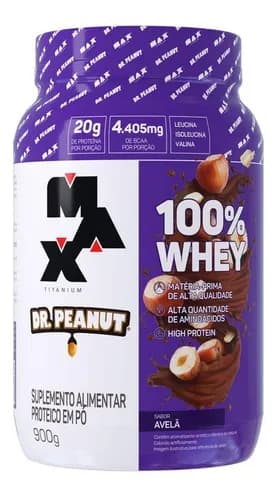 Whey Protein Dr. Peanut 100% Whey 900g Max Titanium - Sabor Avelã