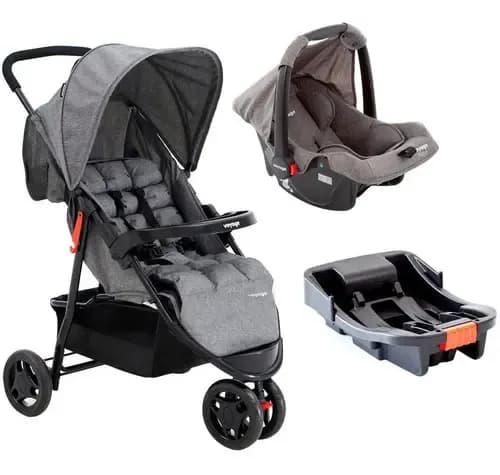 Travel System Delta Trio Pro Voyage Cinza Mescla Cor do chassi Preto