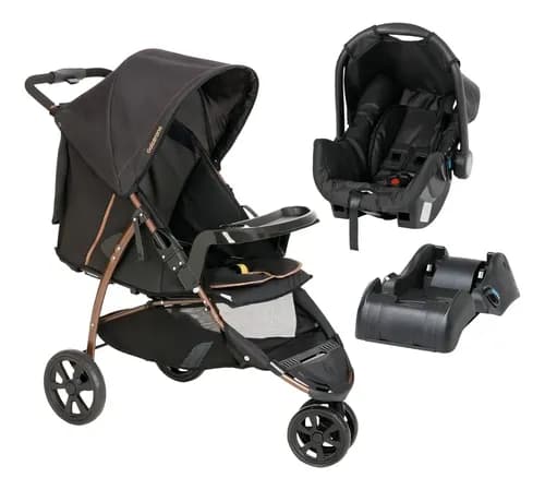 Carrinho Travel System Cross Trail Preto C/ Base - Galzerano Cor do chassi Cobre