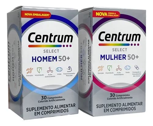 Kit Centrum Select Senior Homem E Mulher 50+ 30 Comprimidos Sabor Sem Sabor