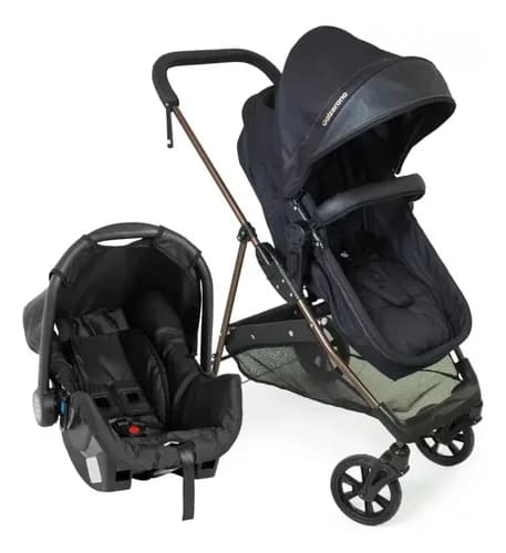 Travel System Galzerano Carrinho De Bebê Napoli 1449 Preto E Cobre
