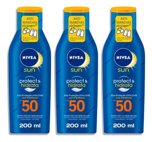 Kit 3 Nivea Sun Protetor Solar Corpo E Rosto Fps 50 200ml
