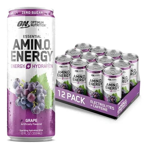 Amino Energy, 12 latas, Optimum Nutrition, sabor de uva