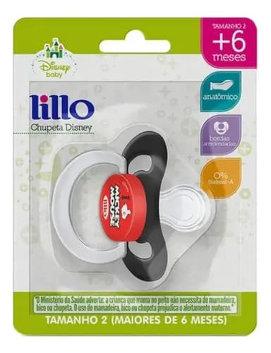 Chupeta Funny Mickey Disney Orto Sil Tam 2 Preto - Lillo