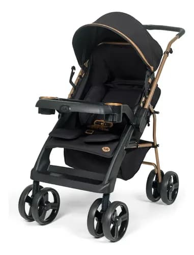 Carrinho De Bebê 0 A 15kg Bolt Preto E Dourado Tutti Baby