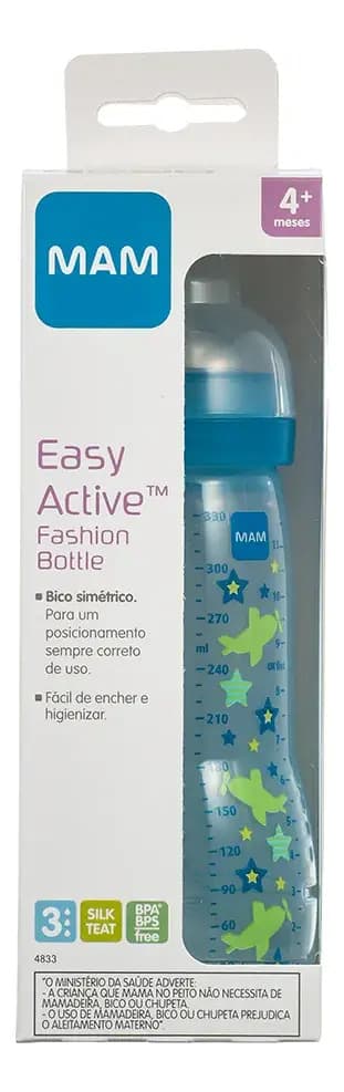 Mamadeira Easy Active Bico 4m+ Azul 330ml - MAM