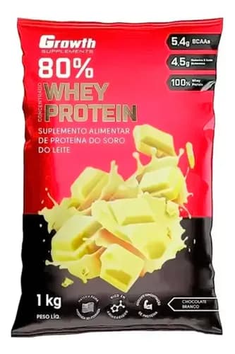 Whey Protein Concentrado Growth 1kg Sabor Chocolate Branco