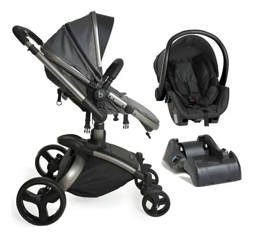Carrinho Galzerano Vulkan Bebê Conforto Grid Travel System Cinza Claro Cinza