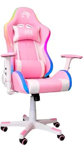 Cadeira Fox Racer Rgb Iluminação Led Rosa Logo Branco