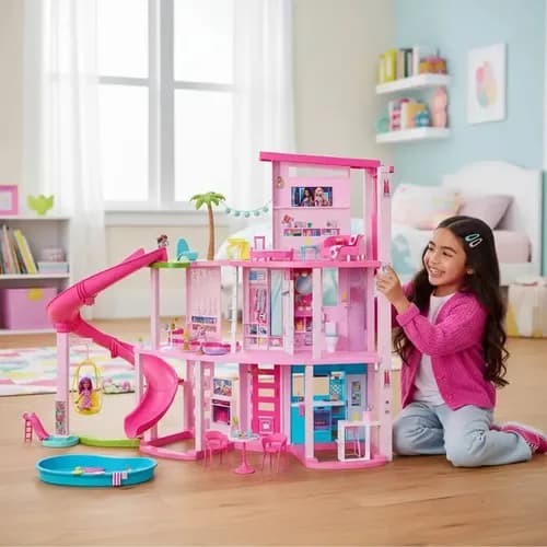 Casa de bonecas Mattel Barbie Casa dos Sonhos Dreamhouse Pool Party HMX10 rosa