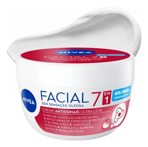 NIVEA Creme Facial Antissinais Ultraleve 7 em 1 100g, BBB 26, Previne Envelhecimento, Reduz Linhas Finas, Hidratação 48h, Antioxidantes, Cuidado Facial