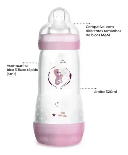 Mamadeira Mam Easy Start 320ml Embalagem Dupla Menino/a Rosa