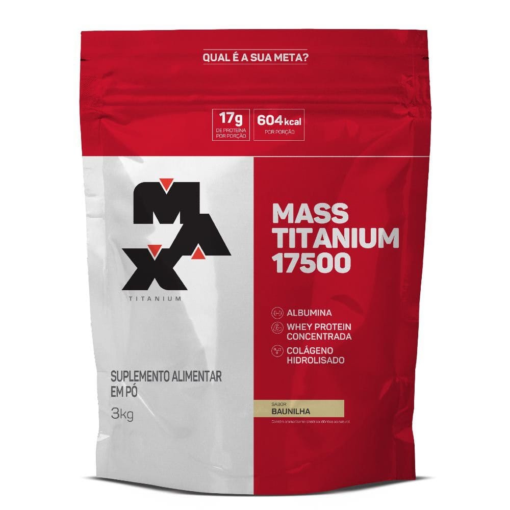 Hipercalórico Mass Titanium 17500 3kg - Max Titanium Sabor Coco · GTIN 7898629560950 — foto 2 de 2