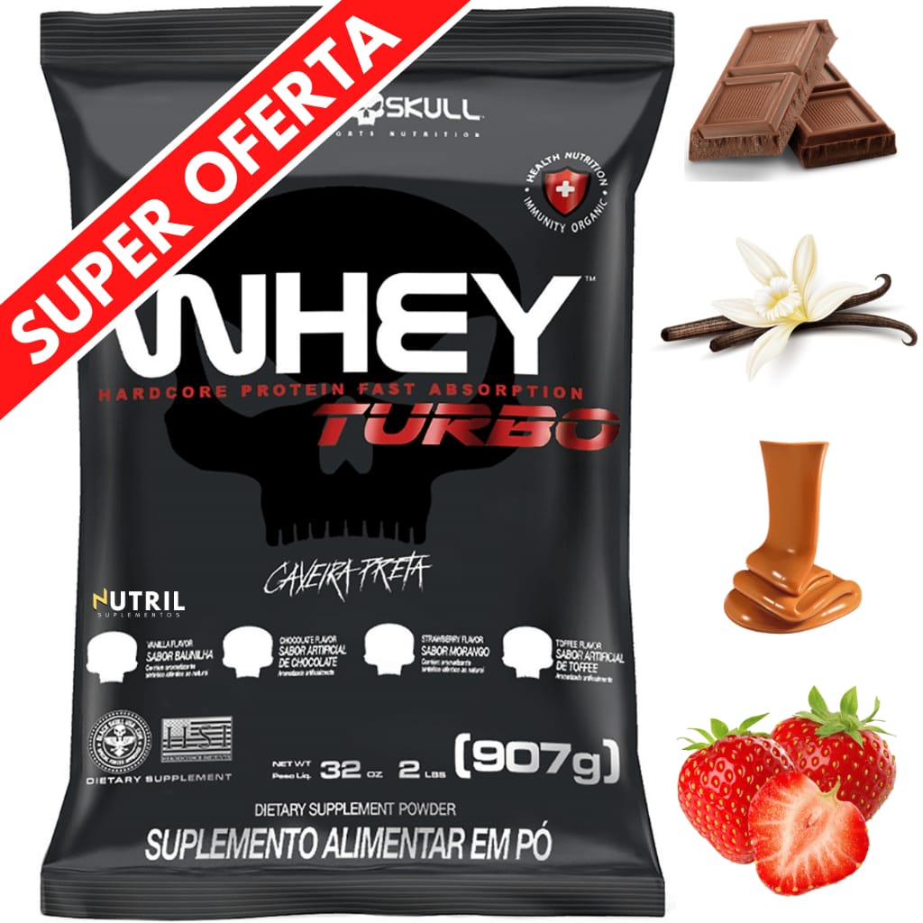 Whey Turbo Refil 907g - Black Skull Sabor Toffee — foto 2 de 4