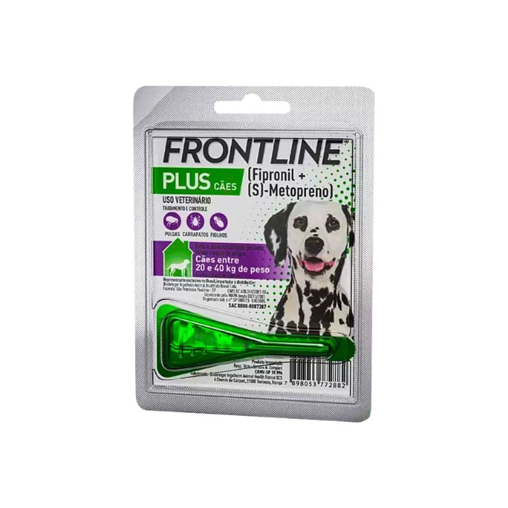 Frontline Plus Pipeta Verde Anti Pulgas Carrapatos Cães 20-40kg — foto 5 de 6