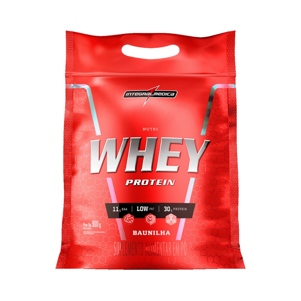 Nutri Whey Protein Pouch Morango 900g Integralmédica · GTIN 7896311709496 — foto 7 de 8