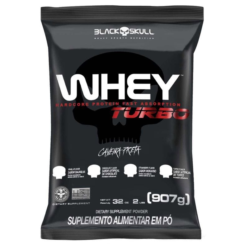 Whey Turbo Refil 907g - Black Skull Sabor Toffee — foto 3 de 4
