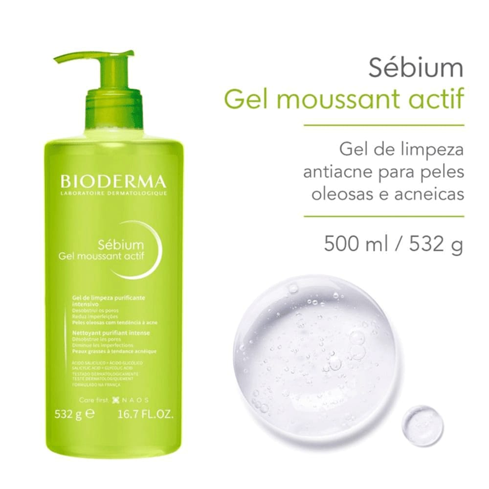 Bioderma Sébium Gel Moussant Actif Gel De Limpeza 532g · GTIN 3701129811337 — foto 4 de 4
