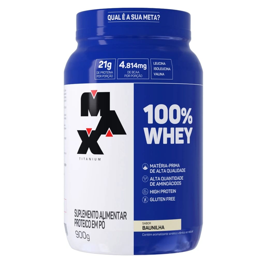 100% whey - Max Titanium Proteínas sabor baunilha x 900g - pote — foto 5 de 5