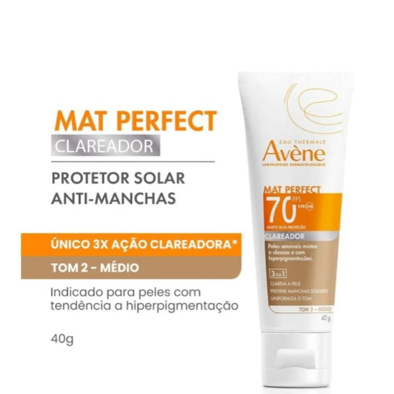 Avène Protetor Solar Facial Fluido Mat Perfect Clareador FPS 70… · Modelo: Clareador Cor Clara — foto 2 de 3