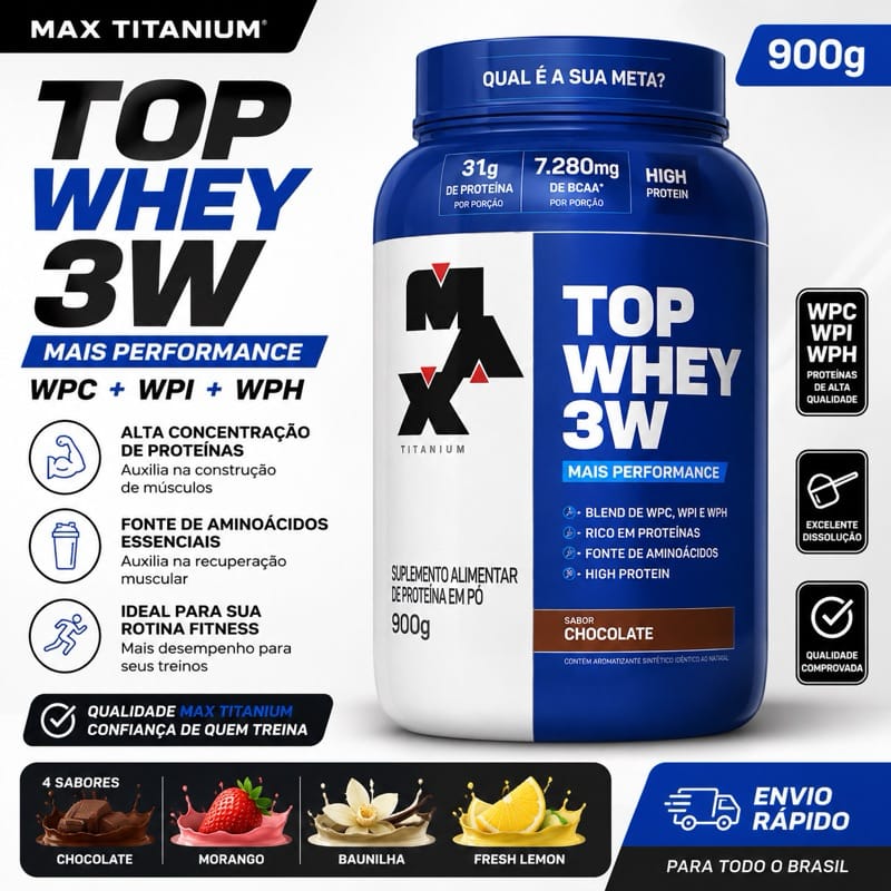 Top Whey Protein 3w 900g - Max Titanium · GTIN 7898629561513 — foto 5 de 5