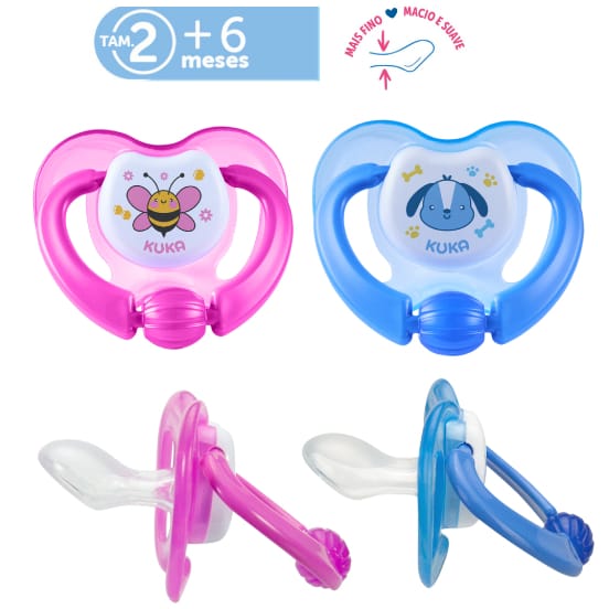 Chupeta Kuka Lovely Azul Silicone Livre de BPA para Bebês · Modelo: Chupeta Lovely — foto 2 de 2