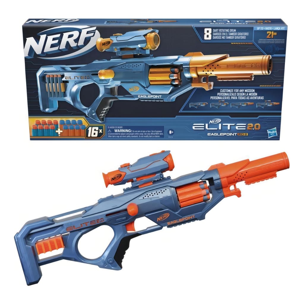 Lançador Nerf Elite 2.0 Eaglepoint Rd 8 - Hasbro F0424 · Cor: Azul · Modelo: Elite 2.0 Eaglepoint RD-8 — foto 4 de 4