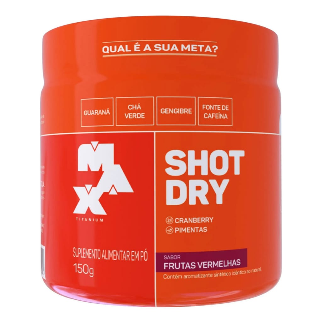 Shot Dry Pre Treino Sabor Frutas Vermelhas Max Titanium 150g · GTIN 7806497772610 — foto 2 de 4