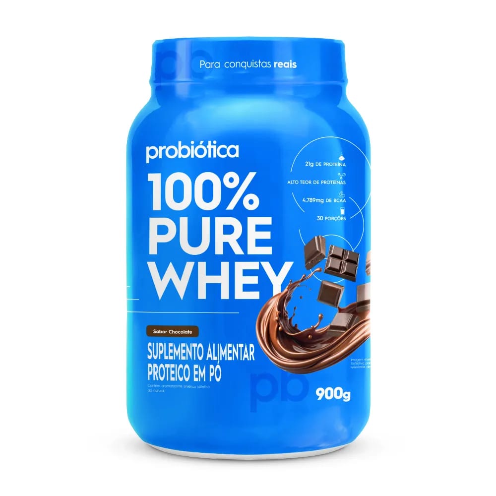100% Pure Whey Protein - 900g - Probiótica Sabor Chocolate · GTIN 7896438201651 — foto 2 de 3