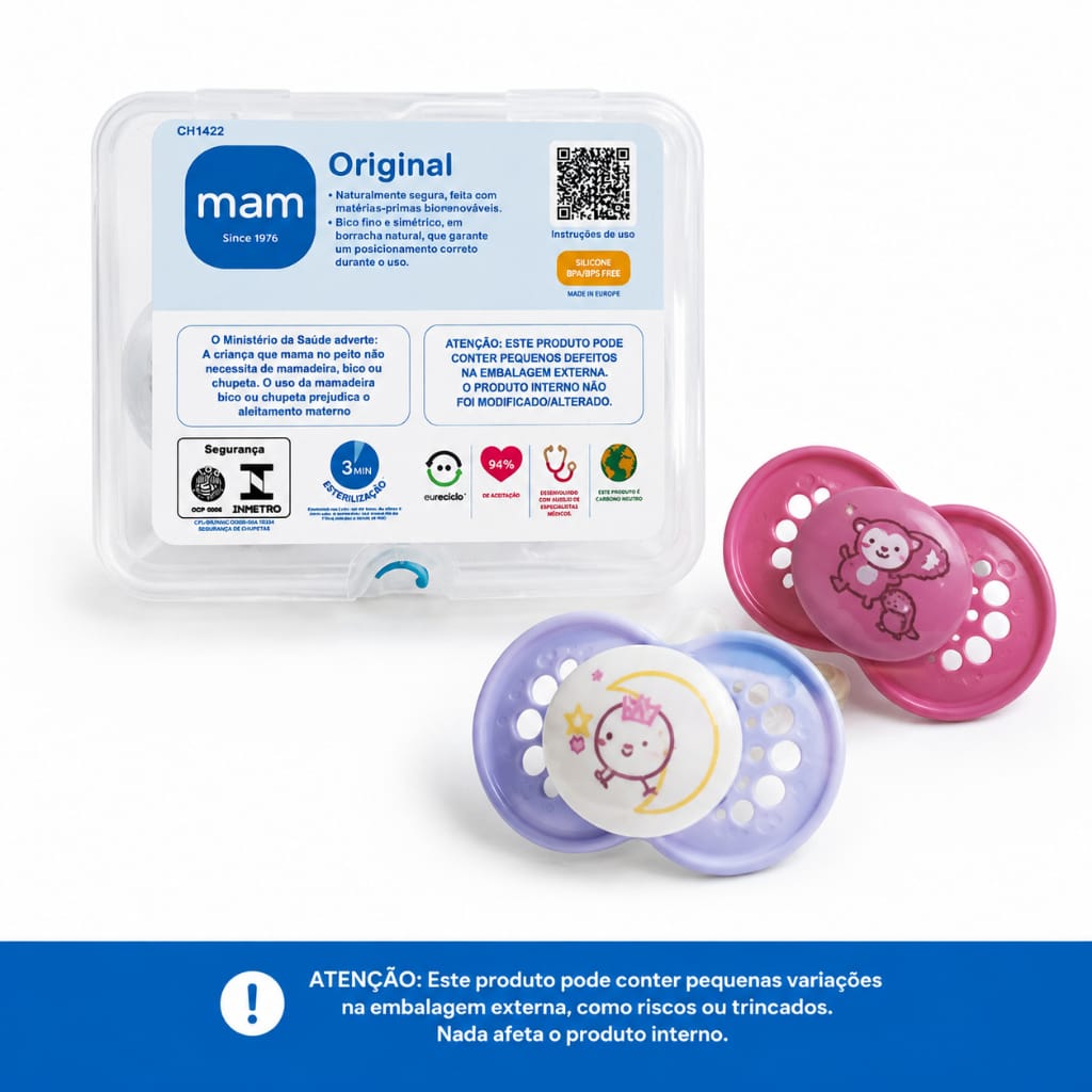 Chupeta Mam Air 6+ Meses Fase 2 Bico Silicone Embalagem · Cor: Baleia - Peixe - Urso — foto 2 de 2